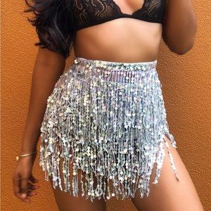 Sequin Tassel tie skirt